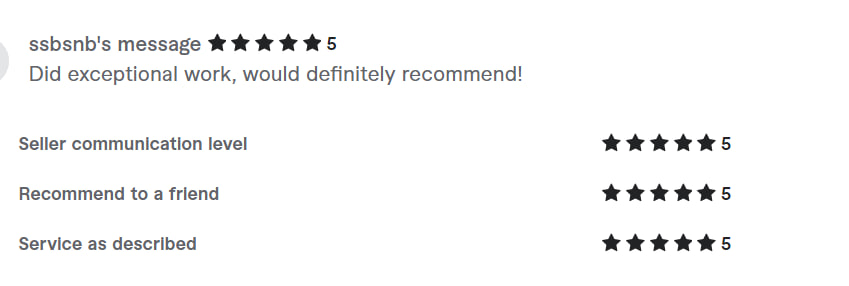 testimonial review feedback fiverr 55 star
