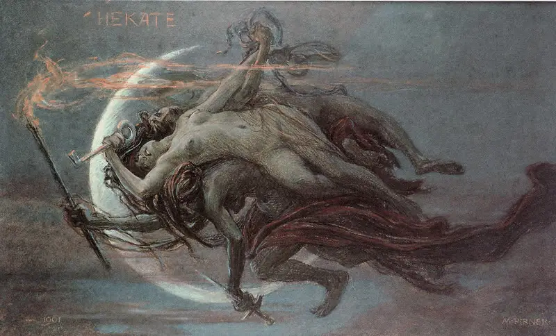 Hekate, pastel on paper by Maximilian Pirner, 1901