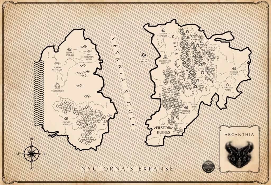 arcanthia realm of magic lore map worldbuilding fantasy dark fantasy lord of the rings blade itself divine poison serpent magical world
