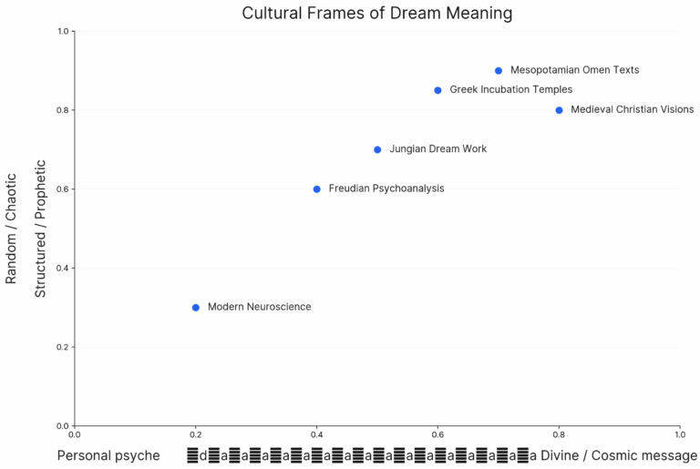 Cultural Dream Map A two-axis chart: Horizontal: Personal psyche → Divine / Cosmic message Vertical: Random / chaotic → Structured / prophetic