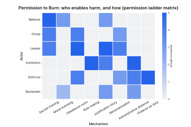 a feedback loop showing how harm reinforces certainty/authority faith pouya zargar divine poison book research