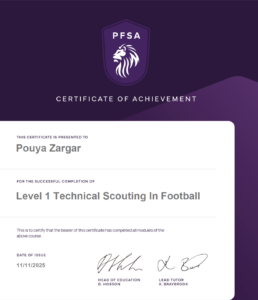 PFSA coaching football analysis scouting performance analysis football tactics